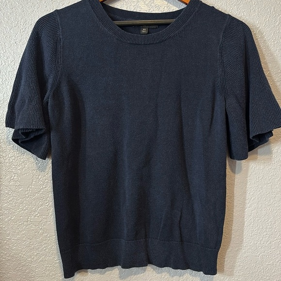 Banana Republic Navy Flutter Sleeve Top - Picture 1 of 9